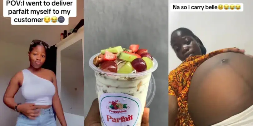 Lady flaunts result after delivering parfait to male customer’s house