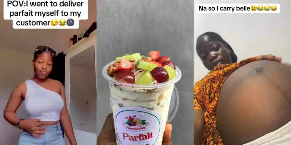 Lady flaunts result after delivering parfait to male customer’s house
