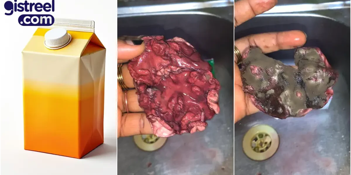 Lady allegedly finds shocking object in juice, sparks outrage online
