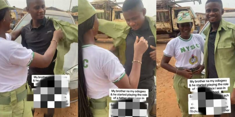 Corper appreciates elder brother for sponsoring her education as she finishes NYSC