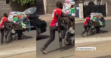 Video of man hawking business on wheelbarrow with one leg goes viral