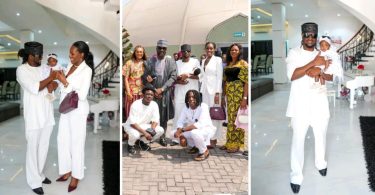 Excitement as Ivy Ifeoma and Rudeboy dedicate their daughter in church