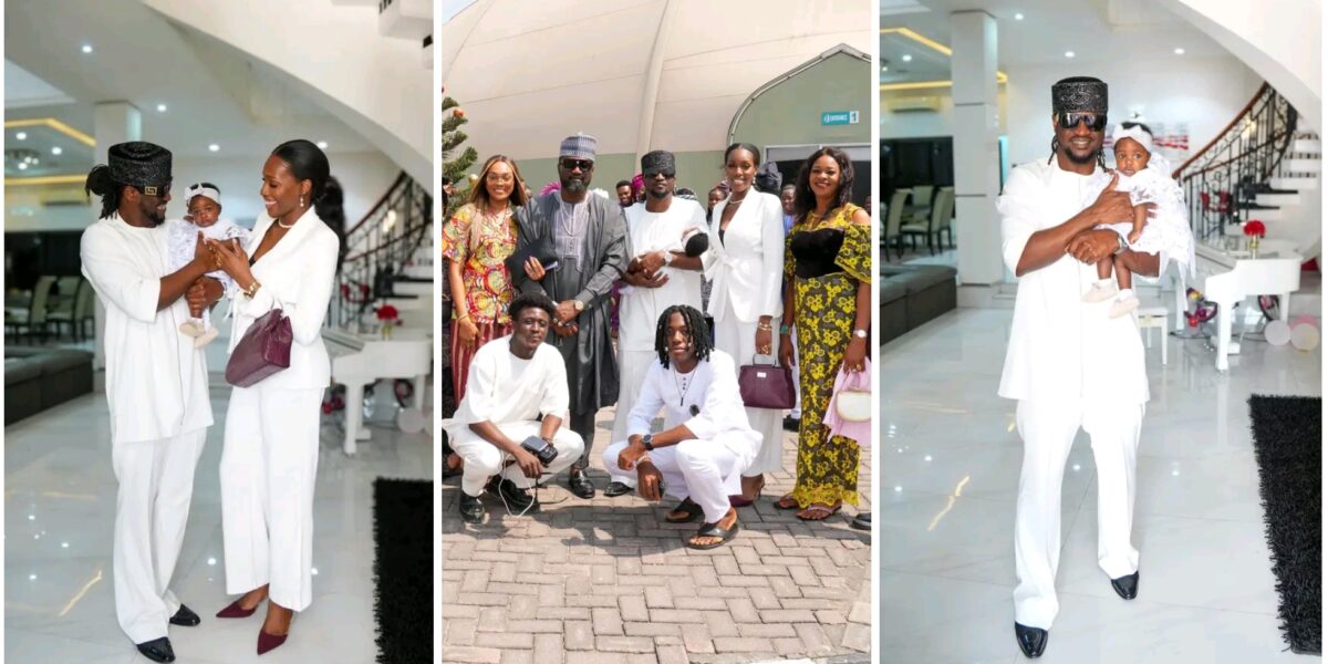 Excitement as Ivy Ifeoma and Rudeboy dedicate their daughter in church
