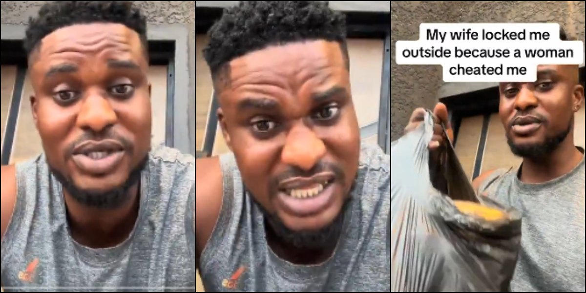 Man laments as wife locks him outside after plantain seller cheated him
