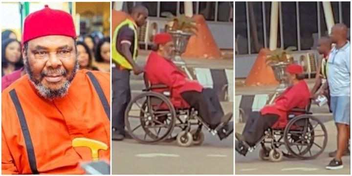 Pete Edochie in wheelchair at Airport: Fans react to shocking video