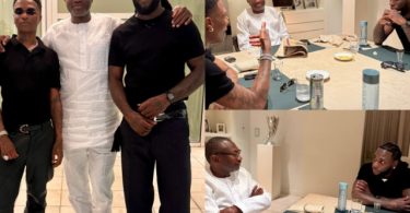 Billionaire Femi Otedola hosts Wizkid & Burna Boy at his residence