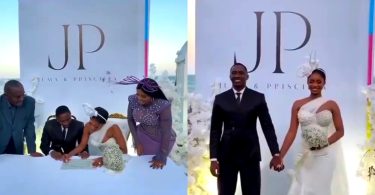 Priscilla Ojo stuns at her court wedding with husband Juma Jux