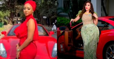 Mixed reactions as Laila Charani is seen with Regina Daniels’ favourite Ferrari