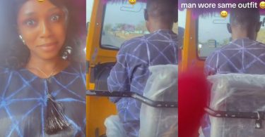 Lady surprised as she finds out she and Keke rider wore same outfit