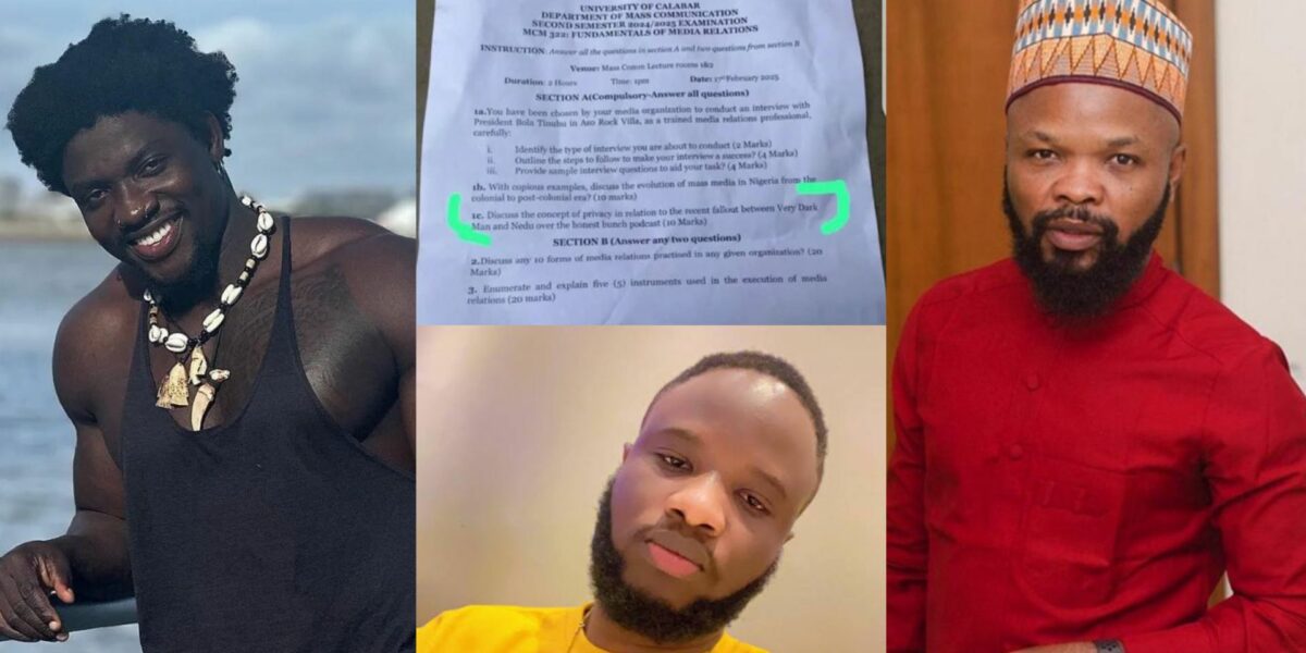 Verydarkman reacts as he and Nedu are featured in exam question at UNICAL
