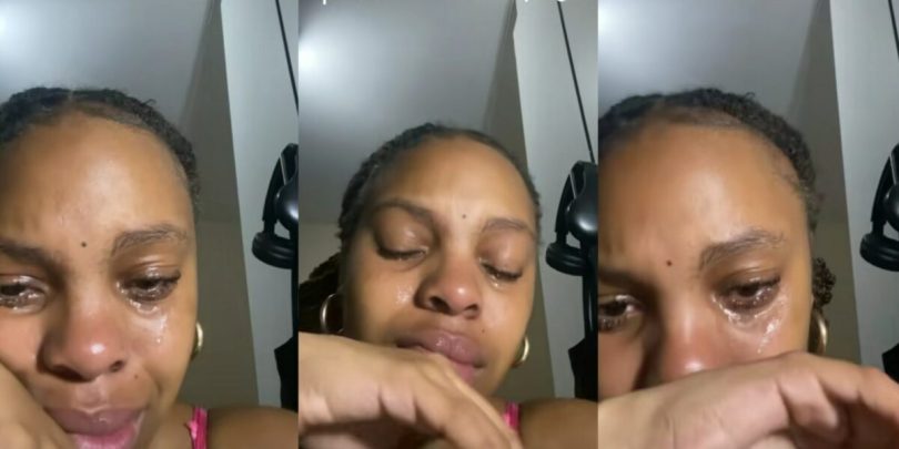 Lady bursts into tears after going through her man’s phone