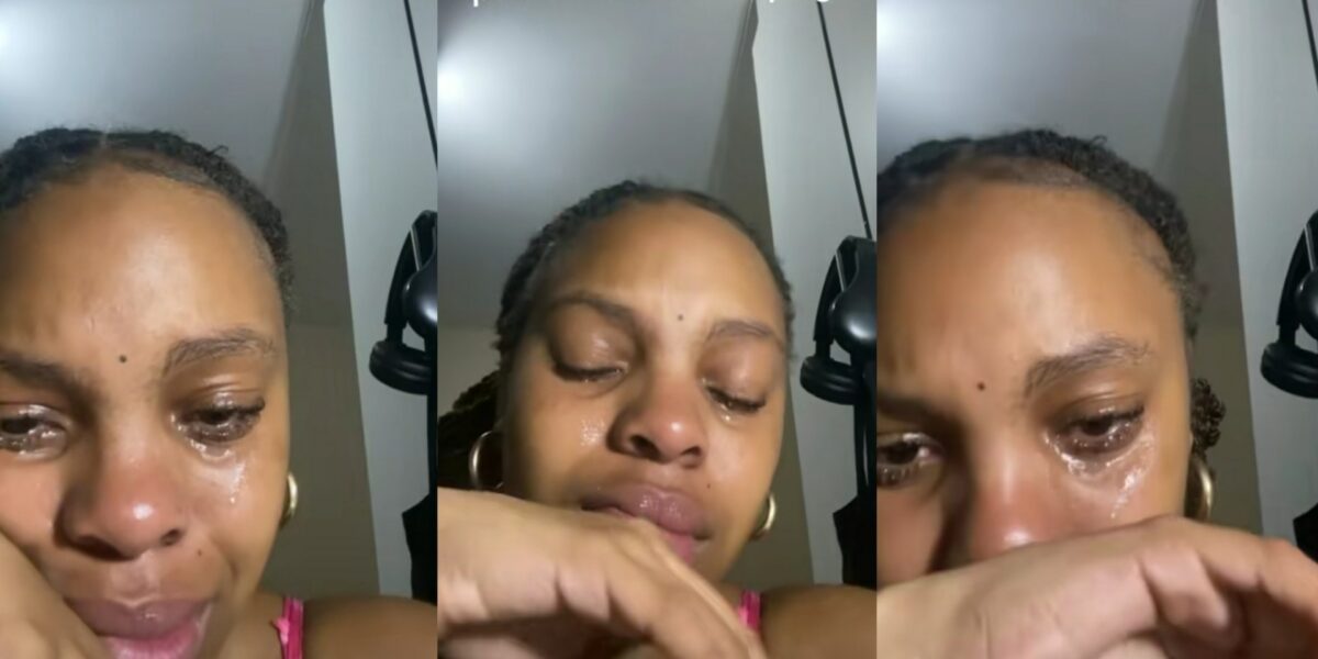 Lady bursts into tears after going through her man’s phone
