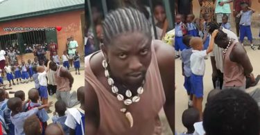 VeryDarkMan gets tongues wagging as he kneels while primary school students pray for him