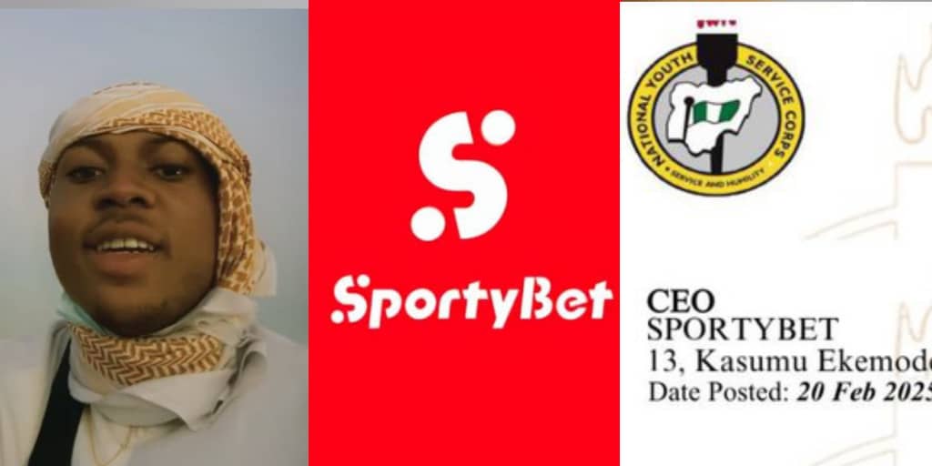 Man shocks internet as NYSC posts his friend to SportyBet headquarters for PPA
