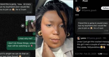 Lady leaks chat after friend asks her to join threesome with boyfriend