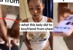 Lady secures boyfriend’s trouser with rope and padlock, snaps photos to prevent cheating