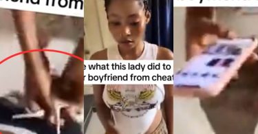 Lady secures boyfriend’s trouser with rope and padlock, snaps photos to prevent cheating