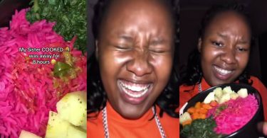 Lady in disbelief after seeing rice her 31-year-old sister cooked hours after she left home