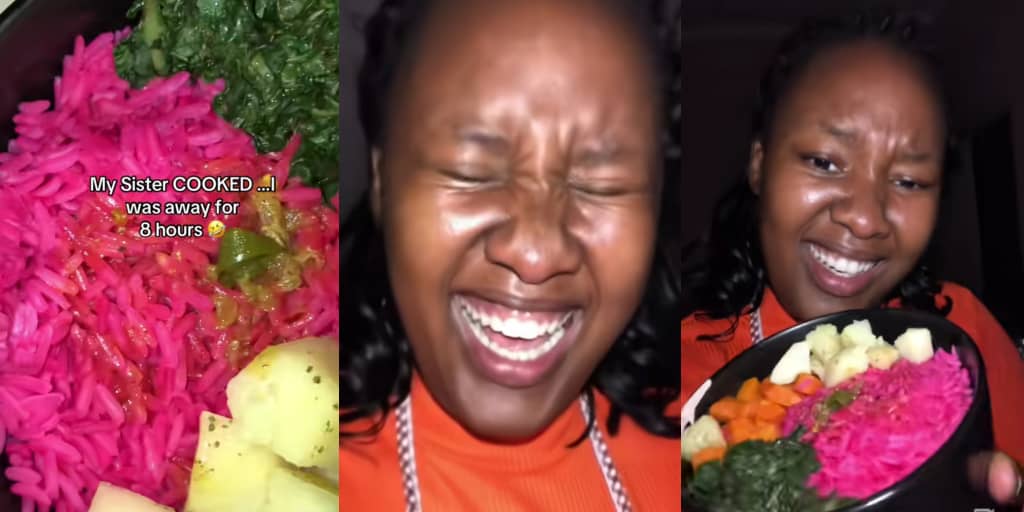 Lady in disbelief after seeing rice her 31-year-old sister cooked hours after she left home
