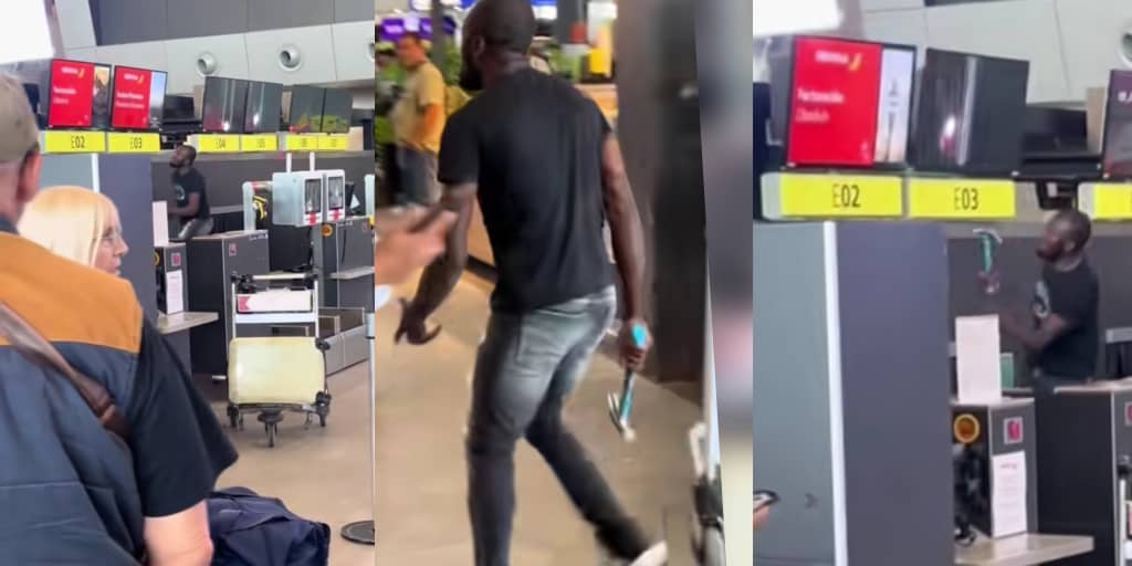 Man goes on rampage at airport, destroys TVs and doors
