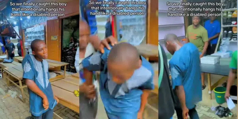 Man caught bending his hand like a person with special need to beg for money