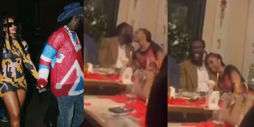 Moment Burna Boy and Chloe Bailey share kiss during special dinner