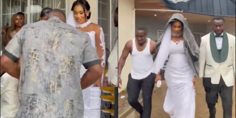 MC hailed for removing his cloth to protect bride from rain