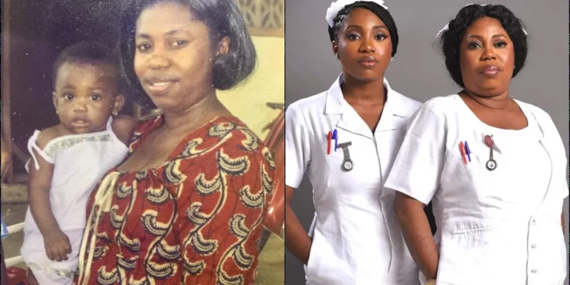 Lady follows in mother’s footsteps as a nurse, recreates throwback photo