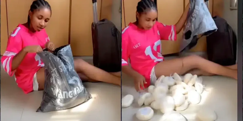 Birthday girl receives sack of ‘fufu’ from father after demanding food tray as gift