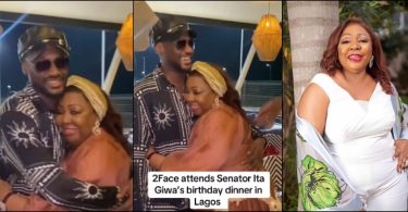 Tongues wag as Senator Florence Ita Giwa hugs 2Face at an event