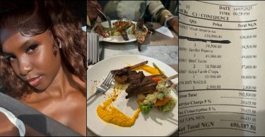 Lady shows off receipt as she spends N696K on date with friend