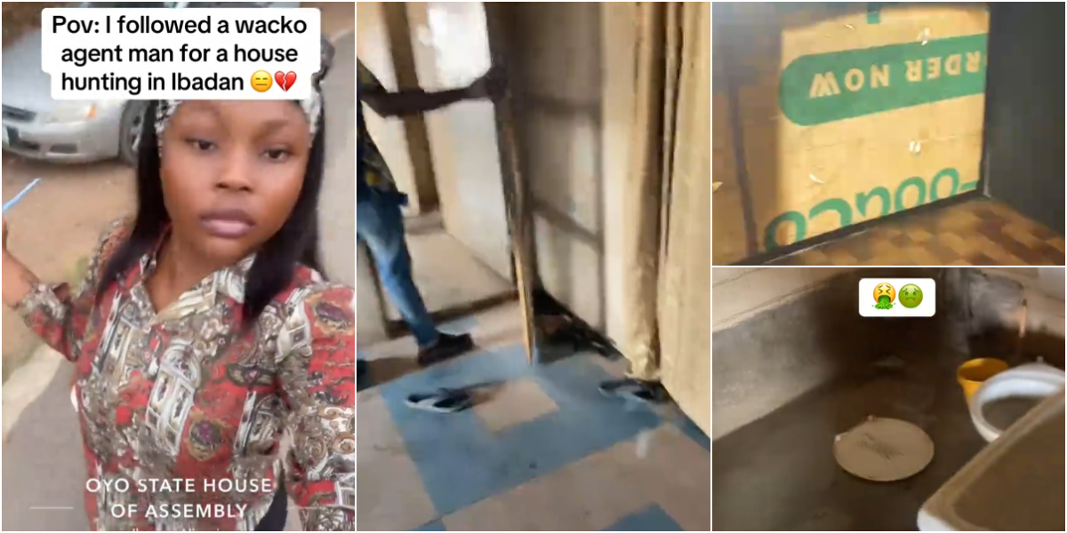 Lady shocked as agent shows her N700k apartment in Ibadan, shares video
