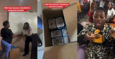 Lecturer surprises students with plates of rice after they surprised her with gifts