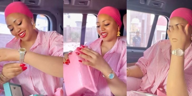 Regina Daniels shows off Rolex watch