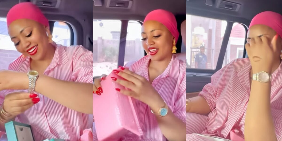 Regina Daniels shows off Rolex watch
