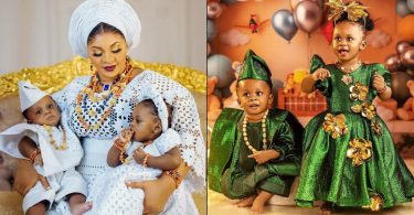 Ooni of Ife, Olori Tobi celebrate twins as they turn one