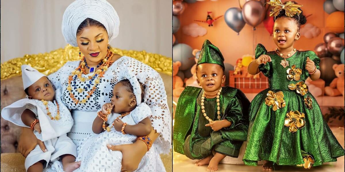 Ooni of Ife, Olori Tobi celebrate twins as they turn one
