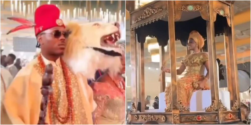 Mixed reactions as couple make grand entrance to their wedding reception in Anambra