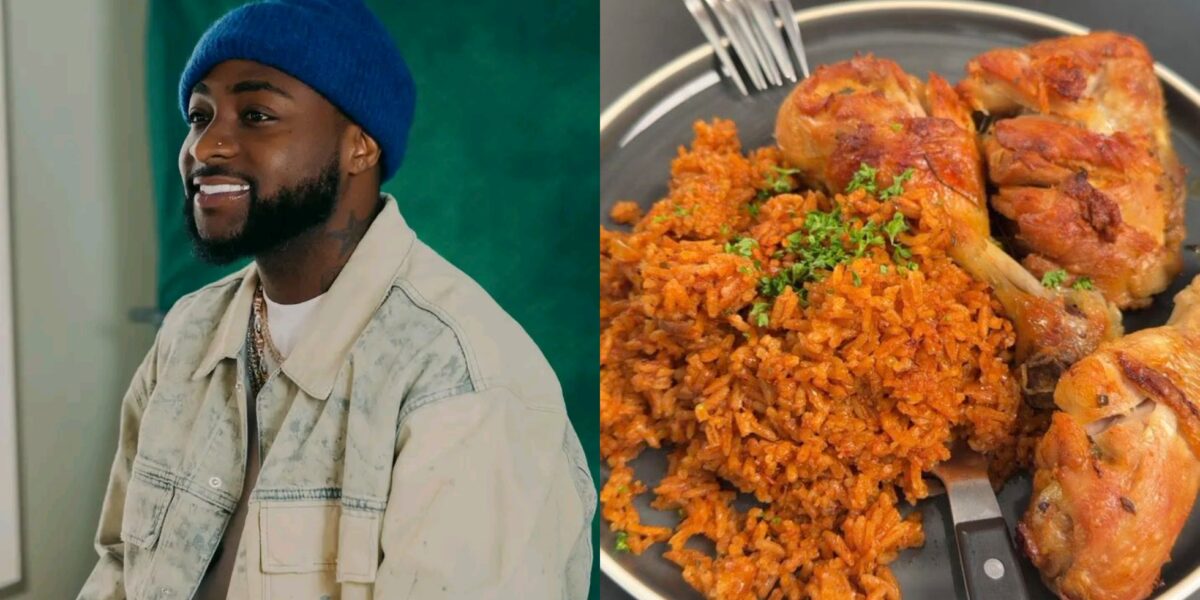 Tongues wag as Davido shows off homemade jollof rice

