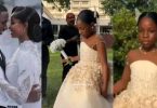 Davido’s daughter, Imade makes grand entrance at Priscilla Ojo’s white wedding