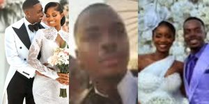 Moment Enioluwa bursts into tears during Priscilla Ojo’s white wedding
