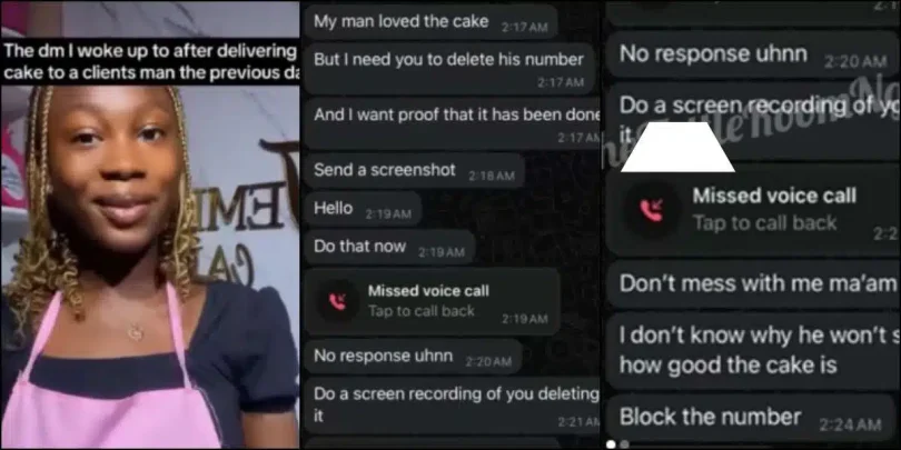 Baker leaks chat with jealous girlfriend after delivering cake to her man