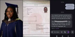 Lady calls out JAMB after her brother scored 169
