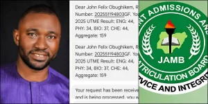 Biology teacher’s JAMB result goes viral after scoring 37 in subject he’s taught for 18 years
