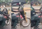 Lady baffled as she spots bike with steering and gear stick