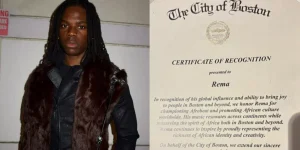 Rema receives certificate of recognition from mayor of Boston

