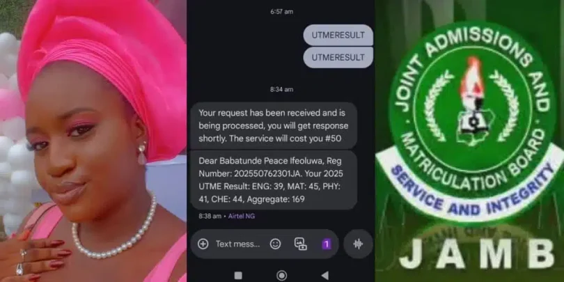 Lady calls out JAMB as brother who scored 278 in first trial gets 169 in 2025 UTME