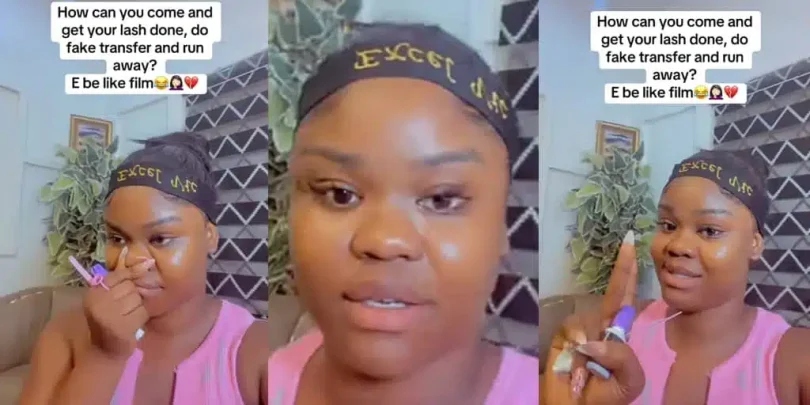 Customer scams businesswoman with fake transfer after lash extension service