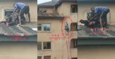 Enugu brothers demanding financial settlement from father on roof rescued by residents