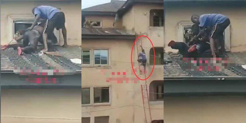 Enugu brothers demanding financial settlement from father on roof rescued by residents